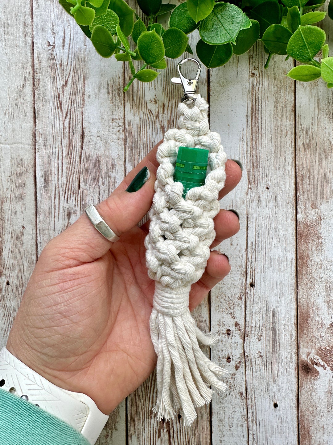 Macrame Lip Balm Holder Boho Lip Balm Pouch Boho Keychain Etsy