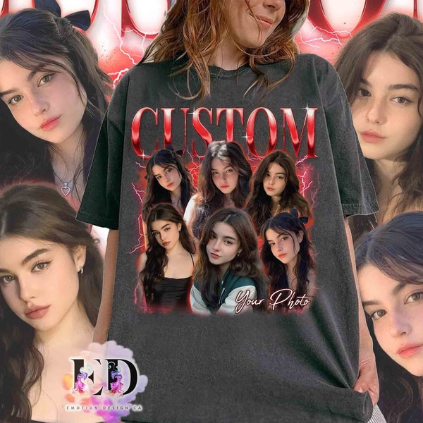 90s Vintage Bootleg Personaliza tu propia foto aquí Camiseta unisex, Nombre personalizado Ideas de regalo Hombres Mujeres Retrato Camiseta, Cara personalizada Novia