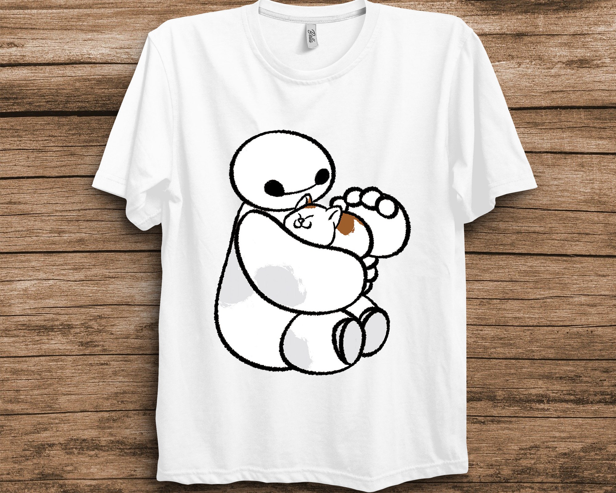 Discover Camiseta Disney Big Hero 6 Baymax Gato Divertido para Hombre Mujer