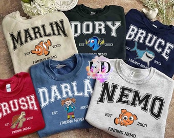 Vintage Disney Finding Nemo All Characters Group Custom Retro Shirt, Marlin Dory Darla Tee, WDW Disneyland Family Vacation Holiday Gift