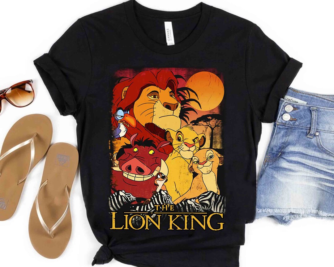 Disney Lion King Group Poster Graphic Vintage T-shirt, Disneyland ...