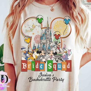 Personalized Disney Bride Squad Shirt, Disney Mickey and Friends Disney Bachelorette Party Tee, Disney Bridesmaid Tee, Disneyland Vacation