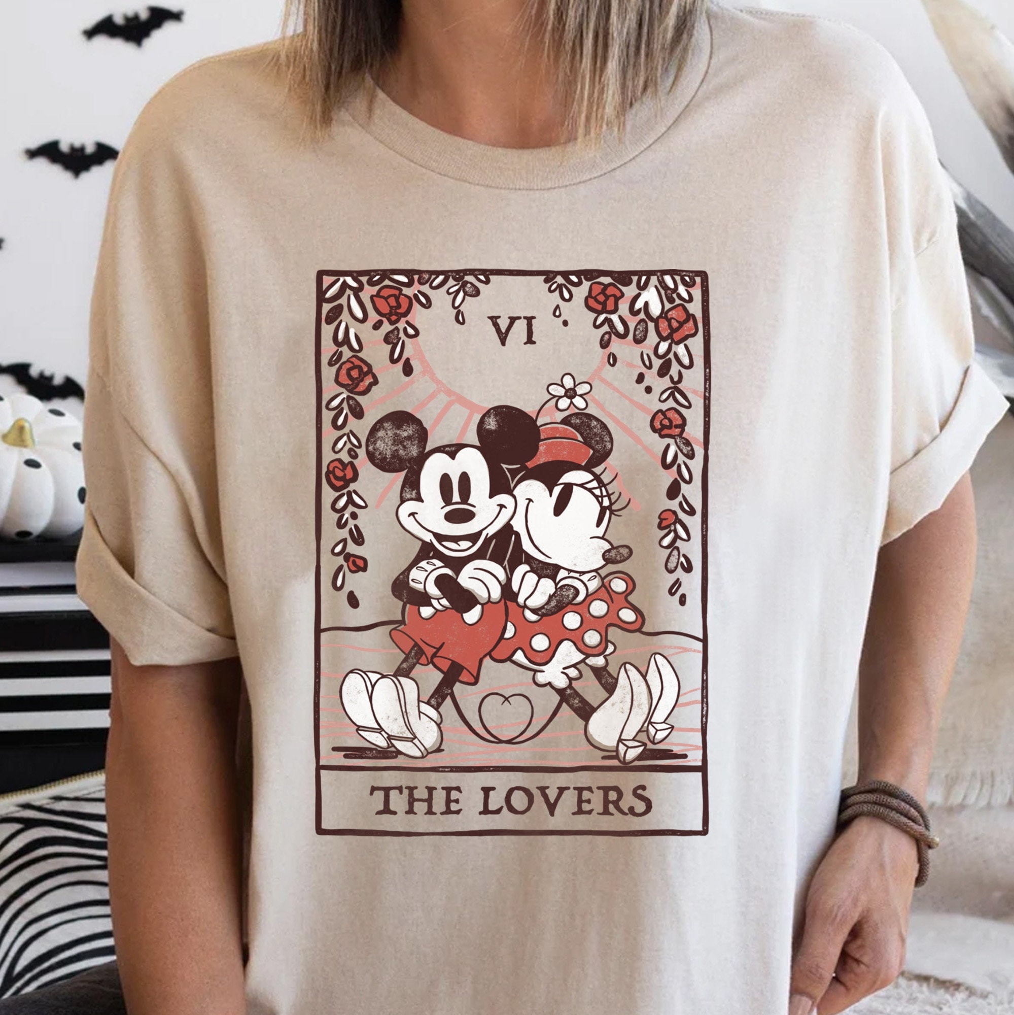 Discover Retro Tarot Card Disney Mickey And Friends Mickey & Minnie Unisex T-shirt, Disneyland Fall Trip Family Vacation Gift, Magic Kingdom Kid Tee