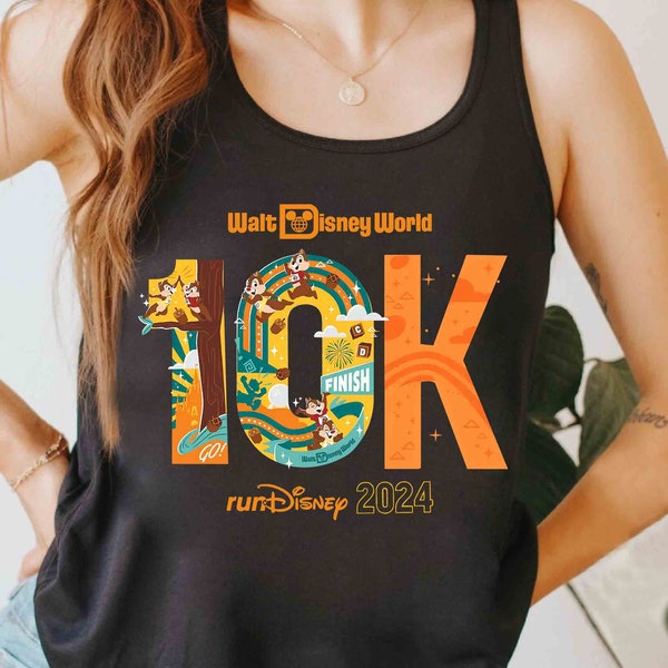 RunDisney Chip and Dale 10K Running Tank Top , Disney Wine & Dine Halft Marathon Weekend 2024 Tee, WDW Disneyland Family Vacation Gift Shirt