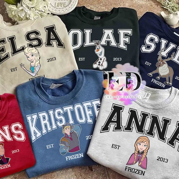 Vintage Disney Frozen All Characters Group Elsa Anna Custom Retro Shirt, WDW Trip Unisex T-shirt Family Birthday Gift Adult Kid Toddler Tee
