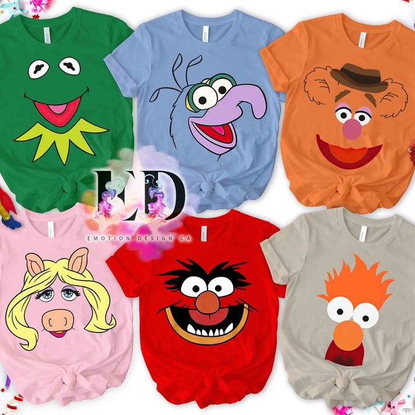 Disney Muppets Show Big Face Disfraz Camisa de Halloween, Gonzo Fozzie Miss Piggy Animal Beaker Kermit Cosplay Camiseta, Mickey's Not So Scary Gift
