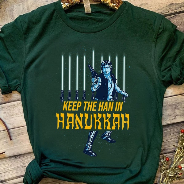 Star Wars Han Solo Hanukkah Lightsaber Menorah Shirt, Happy Festival of Lights Matching Tee, Galaxy's Edge Disneyland Vacation Family Gift