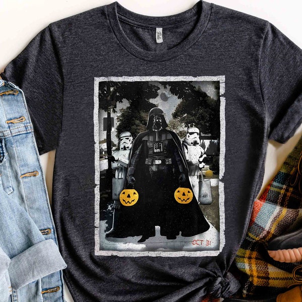 Vintage Star Wars Darth Vader Trick or Treat With Stormtroopers T-Shirt, Disney Trip Tee, Disneyland Halloween Party Gift, Disney Fall Shirt