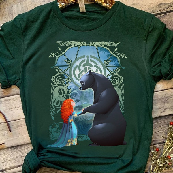 Disney Pixar Brave Merida And Bear Profile Portrait Shirt, Magic Kingdom Holiday Unisex T-shirt Family Birthday Gift Adult Kid Toddler Tee