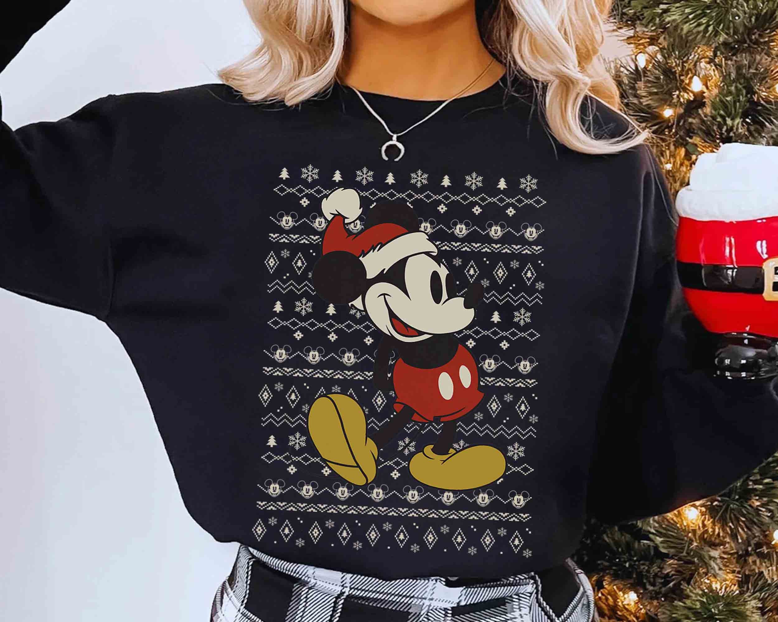 Buy Vintage Mickey Mouse Holiday Ugly Christmas Sweater Sweatshirt