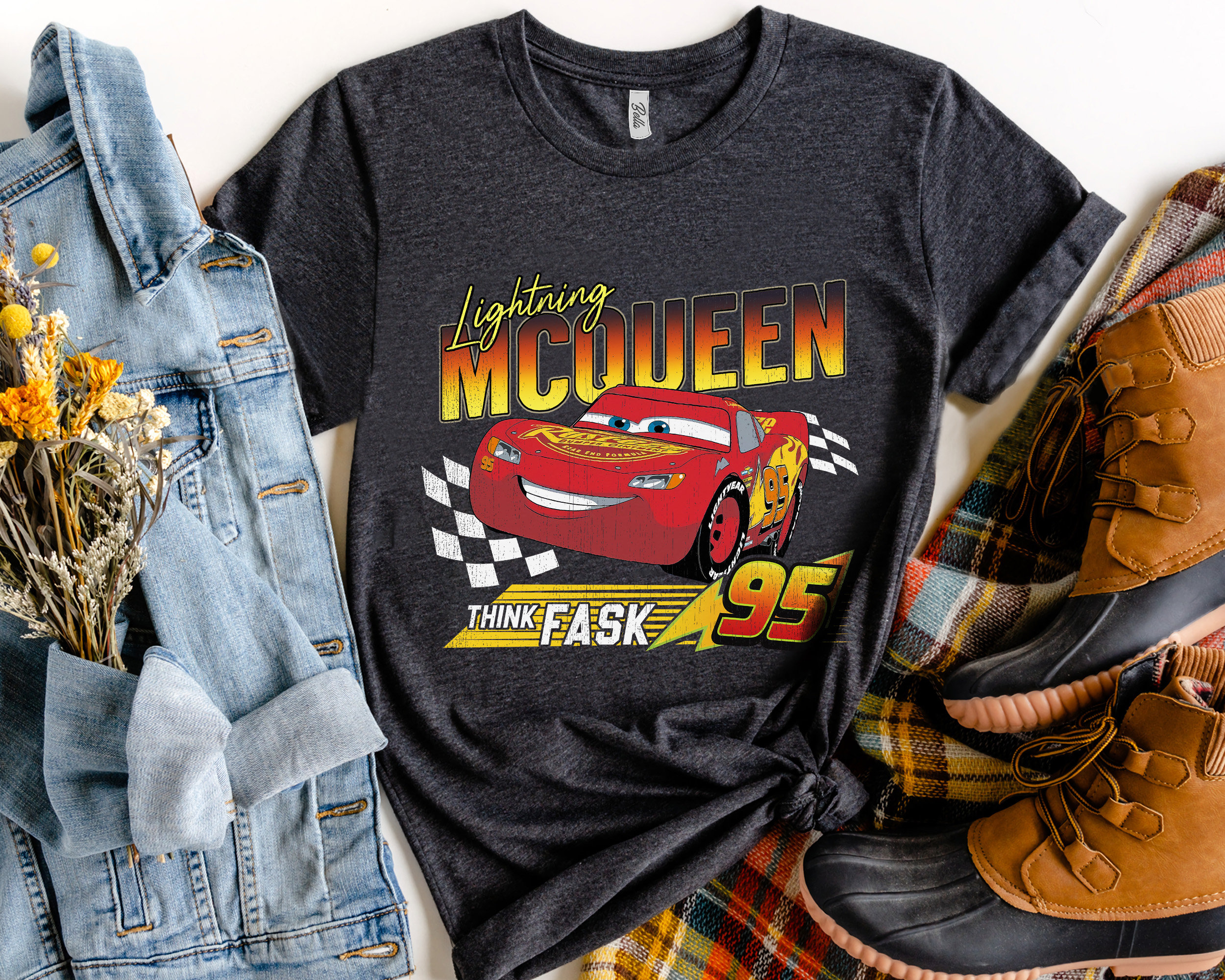 Discover Disney Pixar Cars Lightning McQueen Vintage Cars Homage Unisex T-Shirt