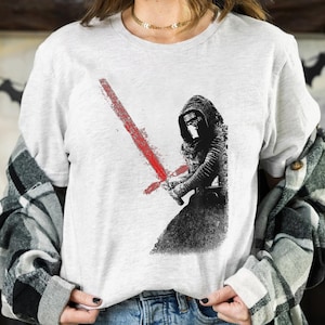 Star Wars Kylo Ren Red Lightsaber Faded Portrait Shirt, Galaxy's Edge Holiday Trip Unisex T-shirt Family Birthday Gift Adult Kid Toddler Tee