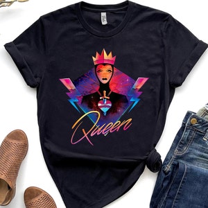 Disney Villains Evil Queen Neon 90s Rock Band Shirt, Disneyland Vacation Holiday Unisex T-shirt Family Birthday Gift Adult Kid Toddler Tee