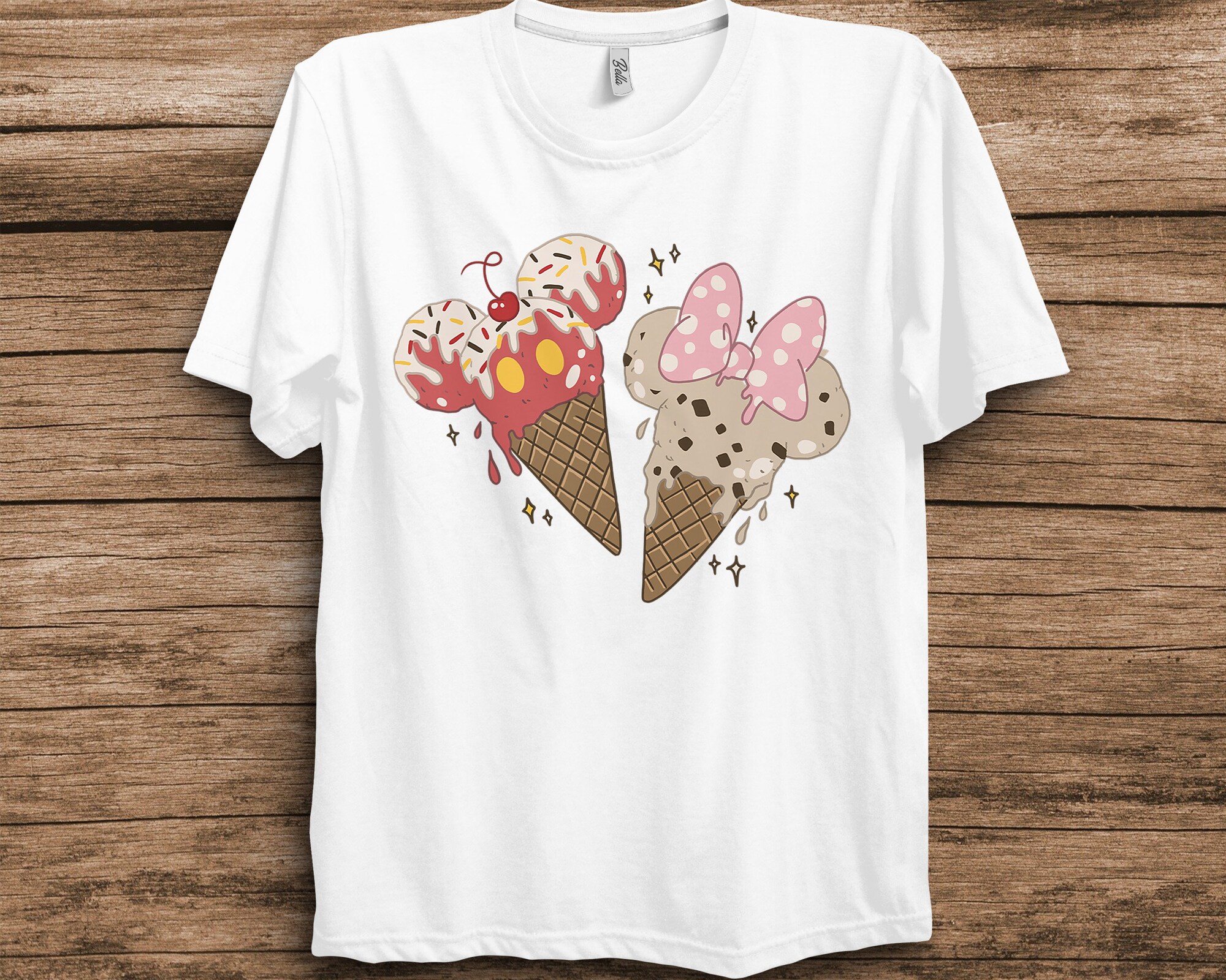 Discover Disney Mickey And Friends Mickey & Minnie Ice Cream Cones T-Shirt Unisex T-shirt Kid shirt Gift for Birthday Adult Tee