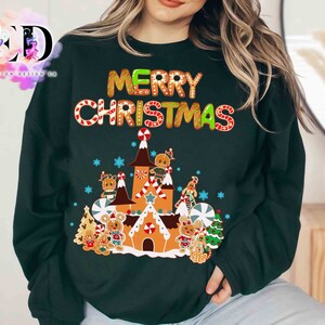 Disney Castle Gingerbread Mickey And Friends Christmas Sweatshirt, Mickey's Very Merry Xmas Party Shirt, Disneyland Vacation Family Gift