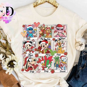 Cute Santa Mickey And Friends Stitch Chip N Dale Take Photos Christmas T-shirt, Disney Mickey's Very Merry Xmas Tee, Disneyland Family Gift