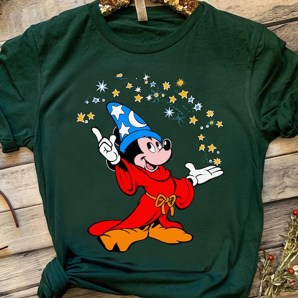 Retro Disney Fantasia Sorcerer Mickey Mouse Magic Wizard Shirt, Magic Kingdom WDW Unisex T-shirt Family Birthday Gift Adult Kid Toddler Tee