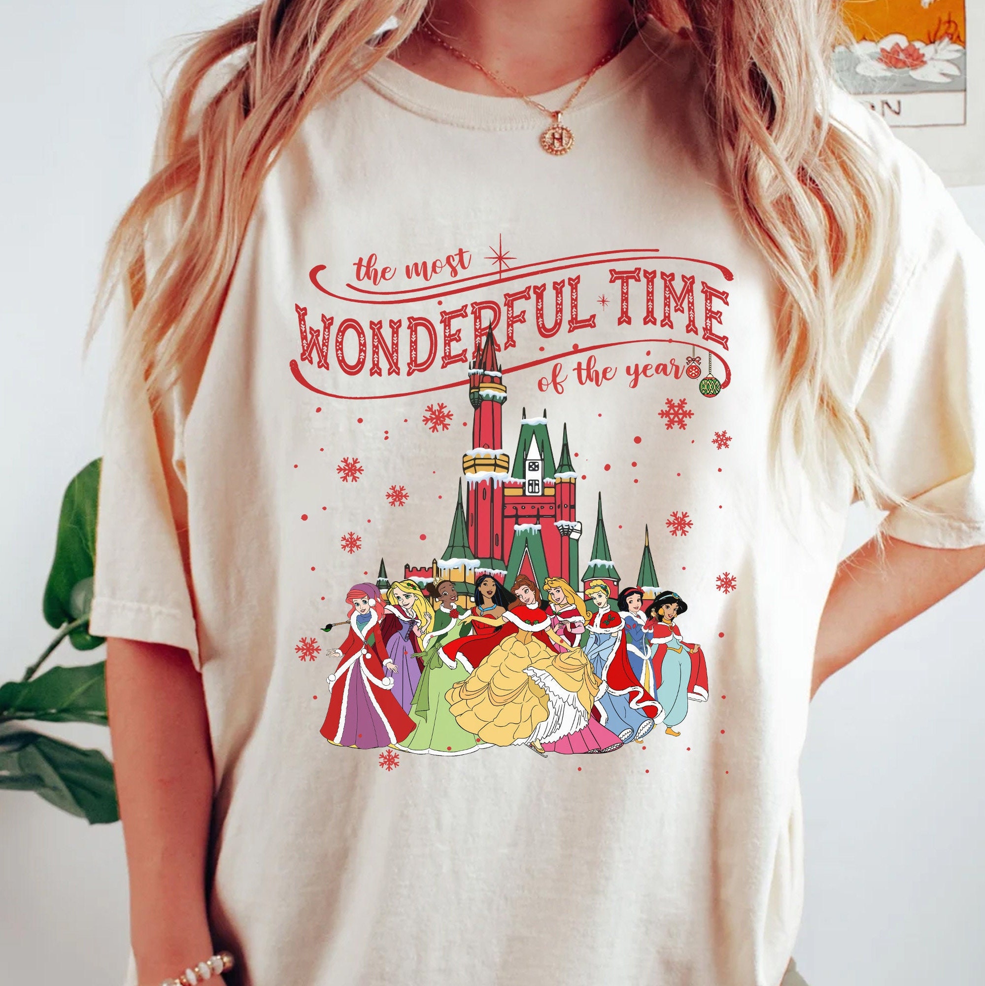 Discover Camiseta Princesas de Disney Feliz Navidad Vintage para Hombre Mujer