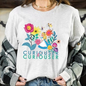 Disney Alice in Wonderland Curiouser & Curiouser Shirt, Disneyland Vacation Trip, Unisex T-shirt Family Birthday Gift Adult Kid Toddler Tee