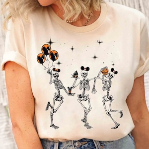 Disney Halloween Party Dancing Skeleton Mickey Ears Shirt, Disneyland Family T-Shirt, Disneyland Halloween Fall Gift, Funny Skeleton Tee