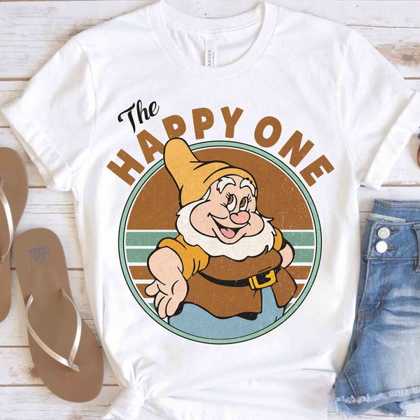 Retro 90s Vintage The Happy One T-shirt, Disney Snow White And Seven Dwarfs Family Matching Tee, Disneyland Holiday Vacation 2024 Gift