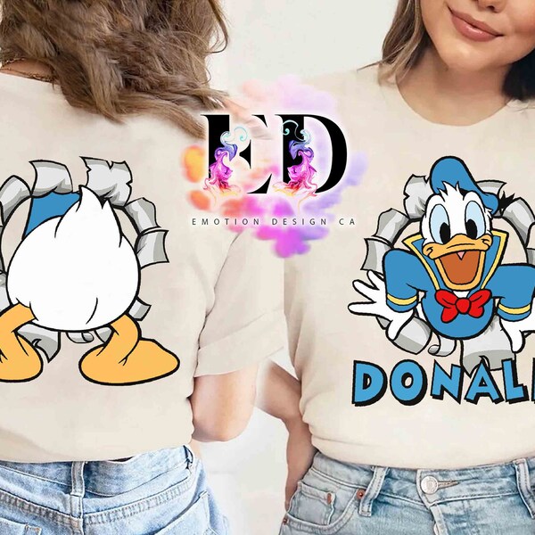 Cute Donald Duck Portrait Retro Shirt, Disney Mickey Mouse and Friends Goofy Pluto Tee, Magic Kingdom Disneyland Trip Family Vacation Gift