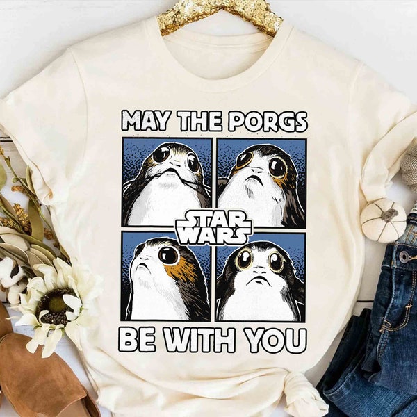 Funny Star Wars May The Porgs Be With You Retro Shirt, Galaxy's Edge Holiday Trip Unisex T-shirt Family Birthday Gift Adult Kid Toddler Tee