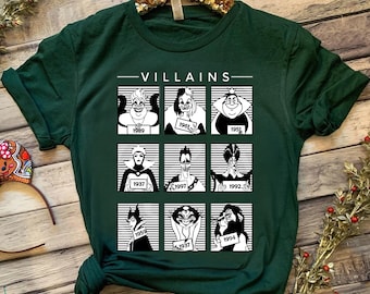 Funny Disney Villains Group Mugshot Scar Hades Jafar Yzma Shirt, Magic Kingdom WDW Unisex T-shirt Family Birthday Gift Adult Kid Toddler Tee