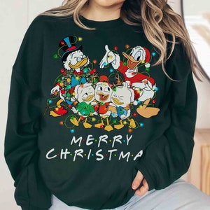 DuckTales Santa Characters Group Merry Christmas Light T-Shirt, Scrooge McDuck Huey Louie Dewey Xmas Tee Magic Kingdom Matching Holiday Gift