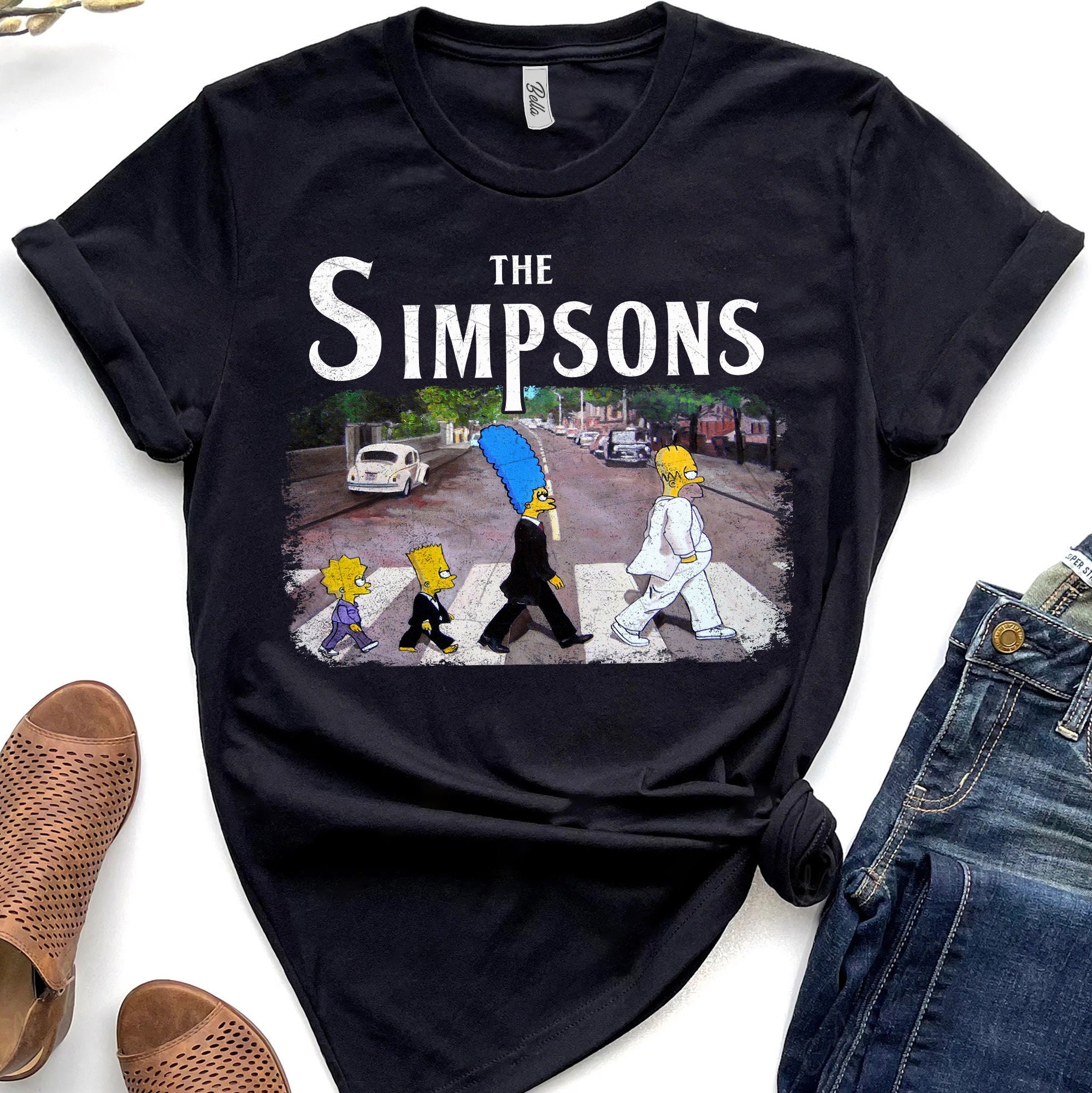 Discover Camiseta Los Simpsons Abbey Road La Familia de Simpson Divertido para Hombre Mujer