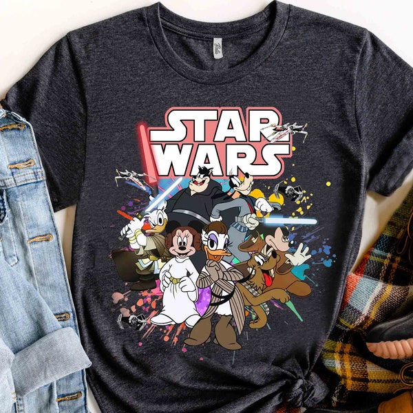 Funny Mickey Mouse & Friends Custom Star Wars Characters May the 4th Be With You Shirt, Galaxys Edge Unisex T-shirt Family Gift Adult Tee