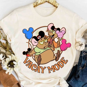 Disney Cinderella Cute Jaq and Gus Vacay Mode Mickey Balloon Shirt, Magic Kingdom Unisex T-shirt Family Birthday Gift Adult Kid Toddler Tee