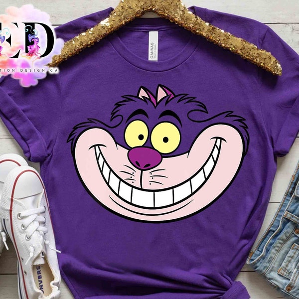 Disney Alice In Wonderland Cheshire Cat Big Face Halloween Costume T-Shirt, Mickey's Not So Scary Party Tee, Disneyland Family Vacation Gift