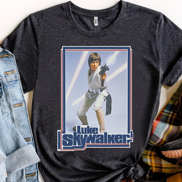 Star Wars Luke Skywalker Portrait 70s Retro Shirt, Galaxy's Edge Holiday Trip Unisex T-shirt Family Birthday Gift Adult Kid Toddler Tee