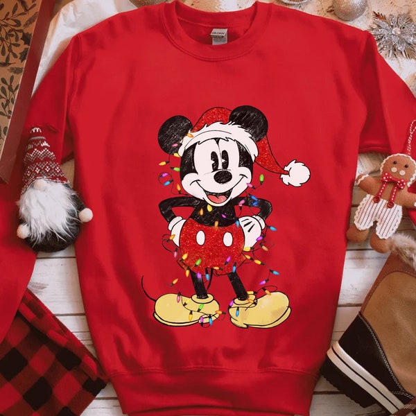 Mickey Mouse Christmas Lights Shirt, Mickey's Very Merry Christmas Party Shirt, Disneyland Holiday Vacation Gift, Disney Xmas Sweatshirt