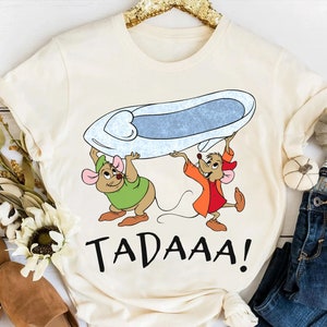 Funny Disney Cinderella Jaq & Gus With Shoe Tadaaa Retro Shirt, Magic Kingdom Holiday Unisex T-shirt Family Birthday Gift Adult Toddler Tee