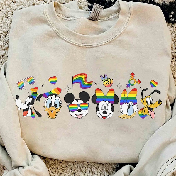Рубашка для ЛГБТ-месяца 2023 года «Милый Микки Маус и друзья», «Дни геев Диснея в Орландо, цвет радуги», подарок на семейный отдых в Диснейленде