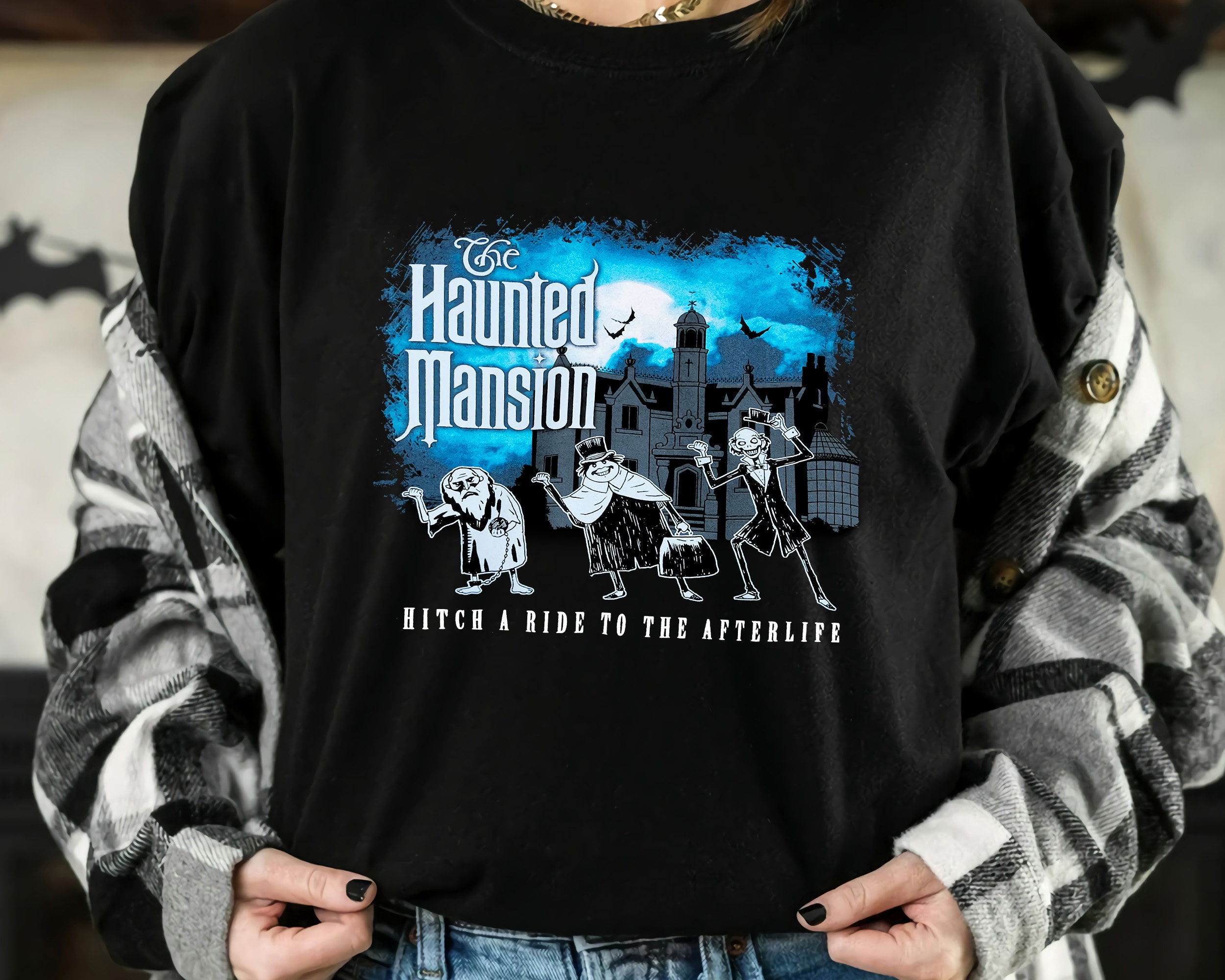 Hitch A Ride To The Afterlife Hitchhiking Ghosts Sweatshirt, Disney The Haunted Mansion T-shirt