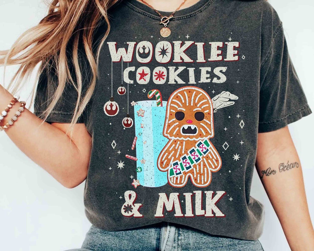 Cute Wookiee Cookies and Milk Gingerbread Christmas Shirt, Funny Star