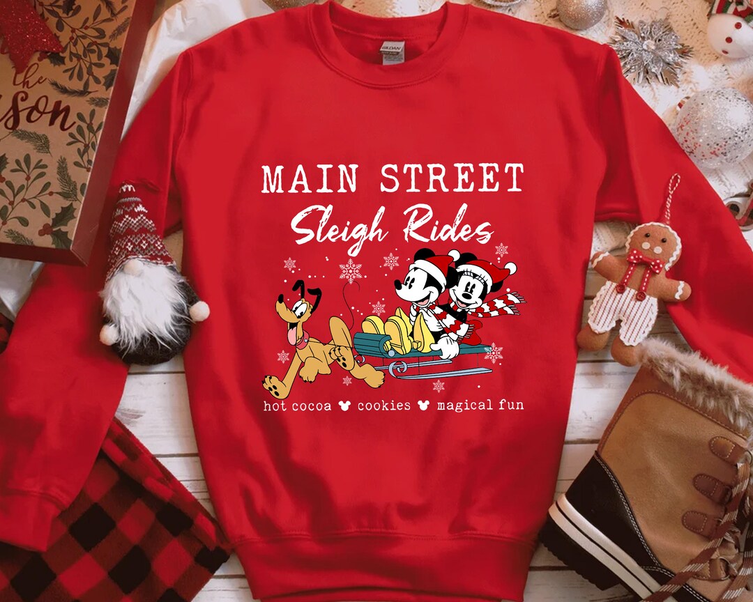 Mickey and Friends Christmas Main Street Sleigh Rides Shirt, Mickey's