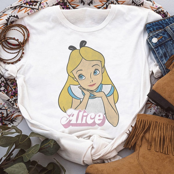 Disney Alice In Wonderland Vintage Alice Simple Portrait Shirt, Magic Kingdom Trip Unisex T-shirt Family Birthday Gift Adult Kid Toddler Tee