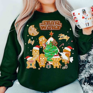 Darth Vader Chewie R2-D2 C-3PO Ginger Cookies Christmas T-Shirt, Funny Star Wars Characters Xmas Tee, Disneyland Vacation Party Trip Gift