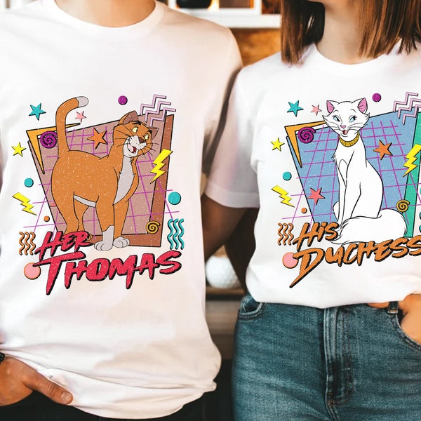 Retro 90s The Aristocats His Duchess And Her Thomas T-shirt, Disney Couples Valentine's Day Matching Tee, Disneyland Vacation WDW Trip Gift