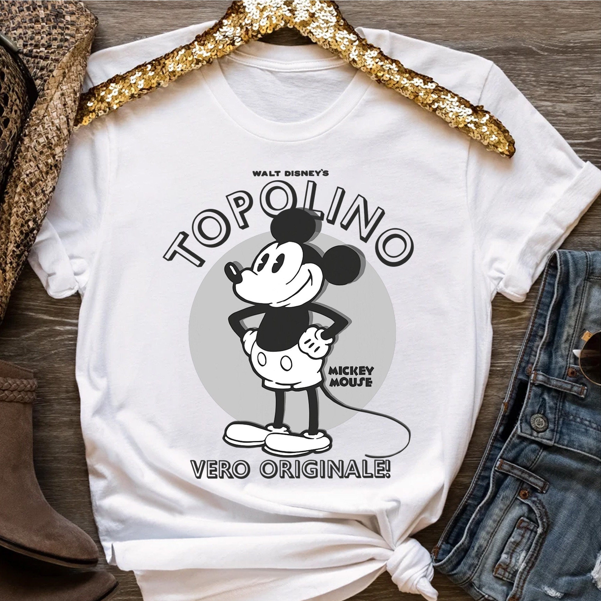 Discover Disney Mickey And Friends Mickey Topolino Vero Originale Unisex T-shirt Birthday Shirt Gift For Men Women Kid Hoodie Sweatshirt Toddler Tee