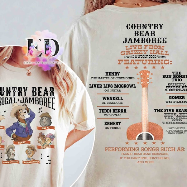 Vintage Disney Country Bear Jamboree Musical Characters Group T-shirt, Disney Country Bear Poster Tee, Disneyland Family Vacation 2024 Trip