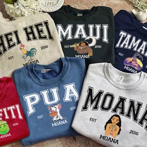 Vintage Disney Moana Characters Squad Group Custom Sweatshirt, WDW Magic Kingdom Unisex T-shirt Family Birthday Gift Adult Kid Toddler Tee