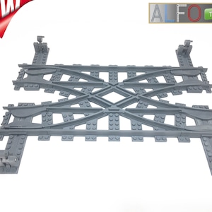 ALFO Track - 2-2 Turnout + Rails for LEGO CITY Train - 4 Stud Gauge - 3D Printed / Cross Switch R40