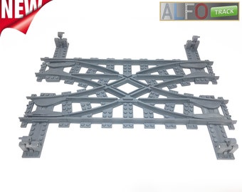 ALFO Track - Switch 2-2 + rails for LEGO CITY train - gauge 4 studs - 3D Printed / cross swith R40