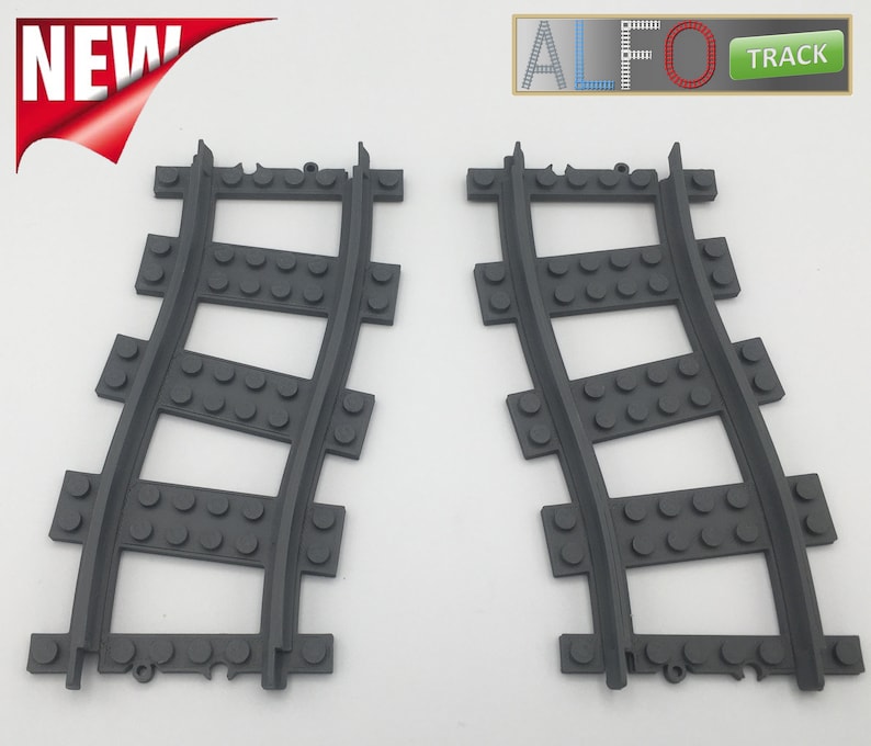 ALFO track Straight rail with offset 2 studs lateral switch for LEGO CITY train 3D Printed image 1