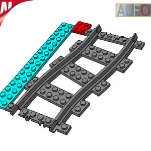 ALFO track Straight rail with offset 2 studs lateral switch for LEGO CITY train 3D Printed image 2